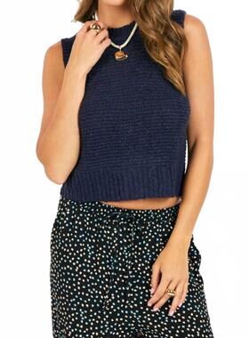 NEW SADIE & SAGE women's tegan sweater vest in navy